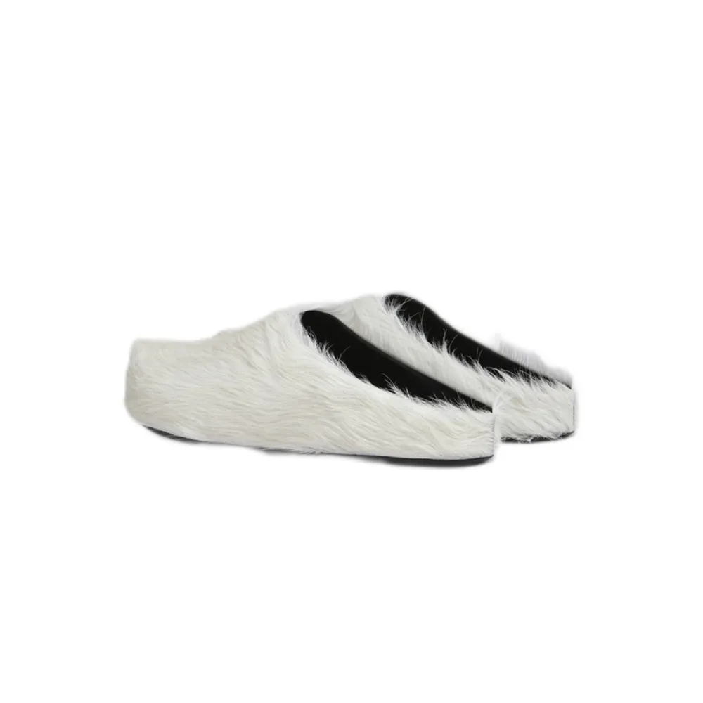 Marni Long-Hair Calfskin Fussbett Sabot White SBMR000600P412200W02