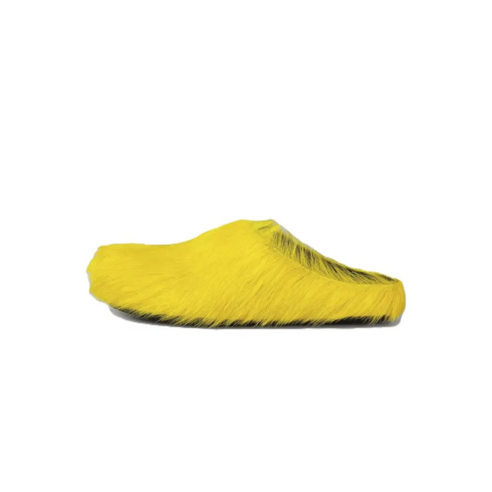 Marni Long-Hair Calfskin Fussbett Sabot Yellow SBMR000600P4122Z0565