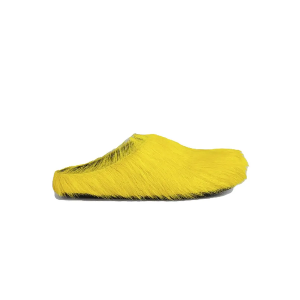 Marni Long-Hair Calfskin Fussbett Sabot Yellow SBMR000600P4122Z0565