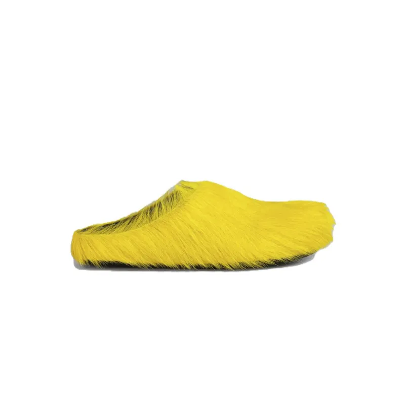 Marni Long-Hair Calfskin Fussbett Sabot Yellow SBMR000600P4122Z0565