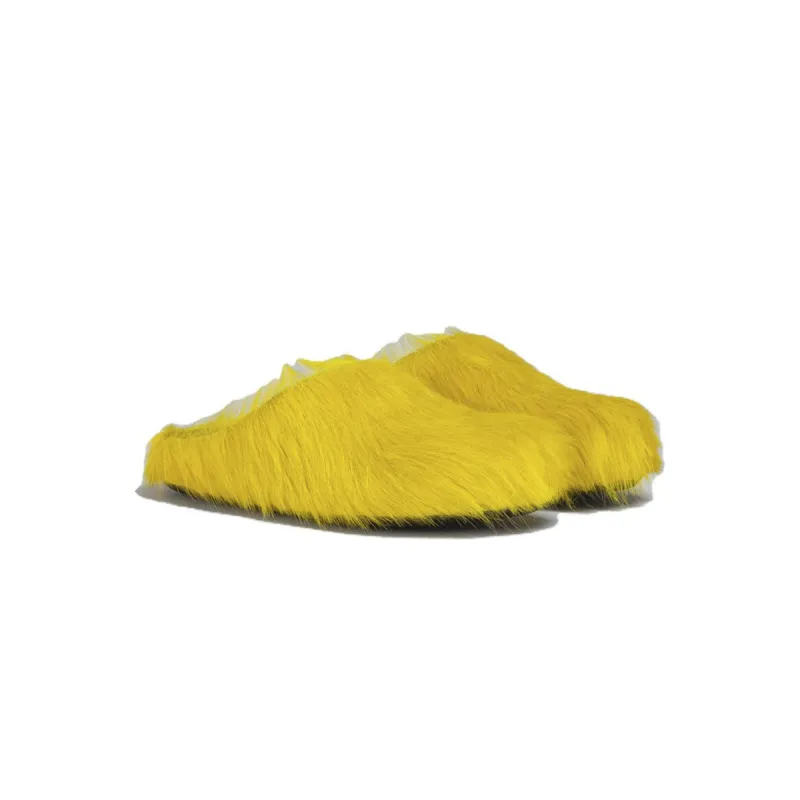 Marni Long-Hair Calfskin Fussbett Sabot Yellow SBMR000600P4122Z0565