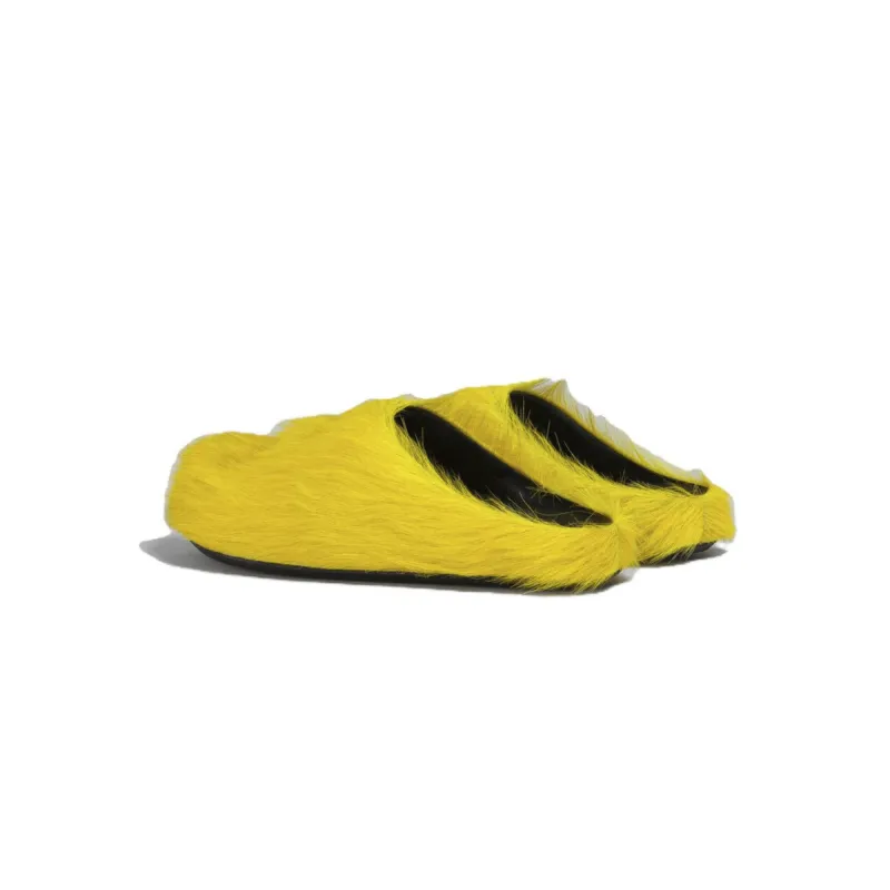 Marni Long-Hair Calfskin Fussbett Sabot Yellow SBMR000600P4122Z0565