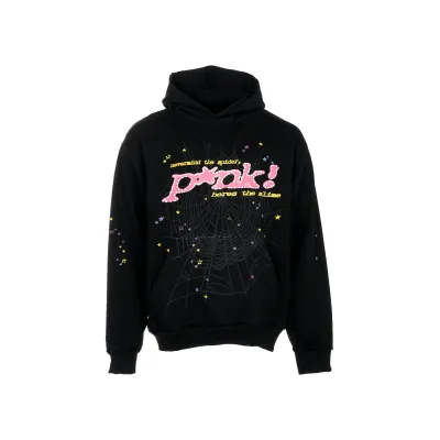 Sp5der P*NK V2 Hoodie Black / Pink 02