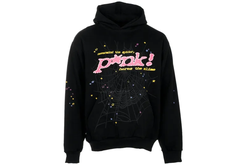 Sp5der P*NK Hoodie Black Fake