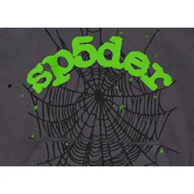 Sp5der Wait Web Hoodie Slate Grey SS23 02