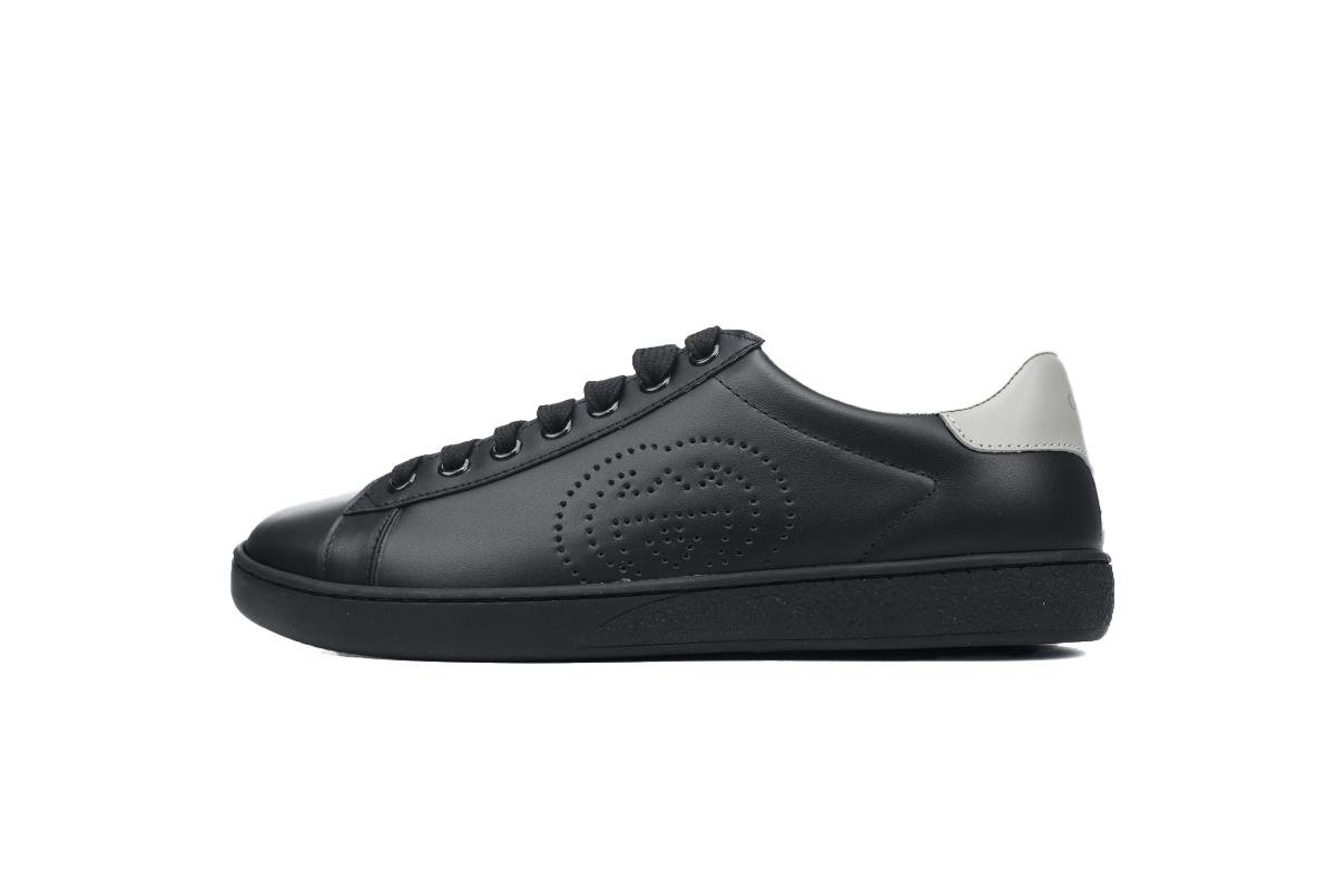 Gucci Ace Perforated Interlocking G Black 599147 AYO70 1069