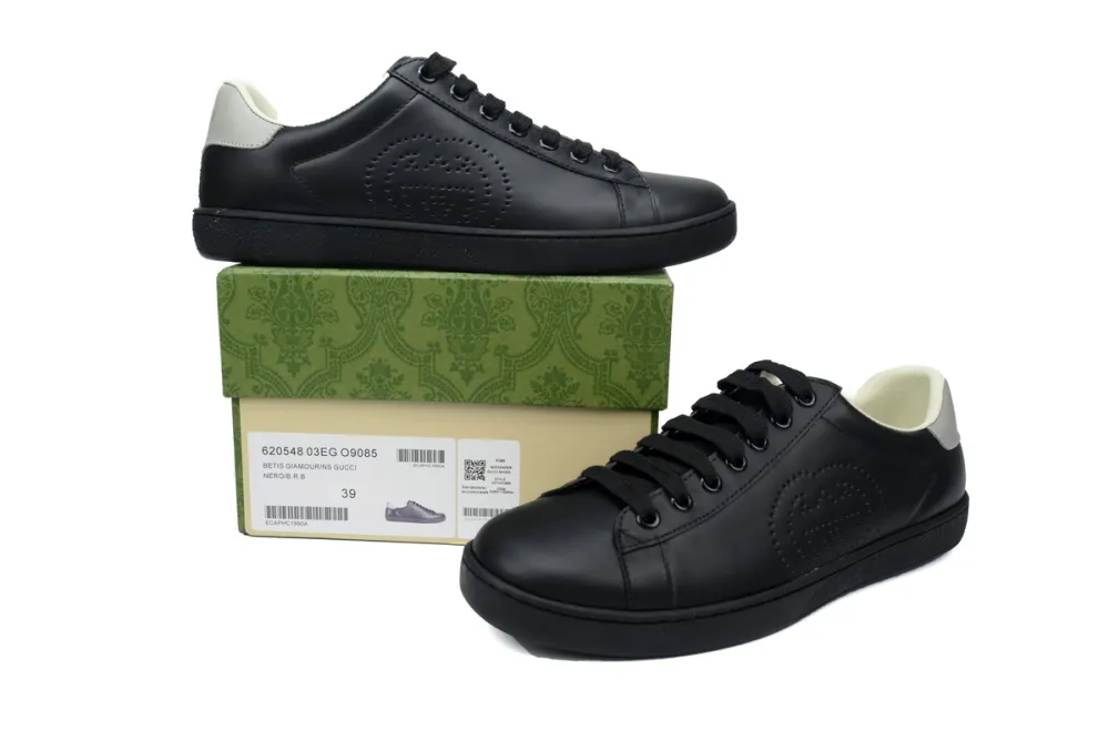 Gucci Ace Perforated Interlocking G Black 599147 AYO70 1069