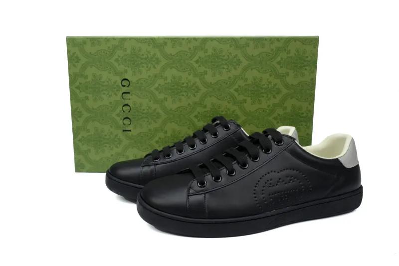 Gucci Ace Perforated Interlocking G Black 599147 AYO70 1069