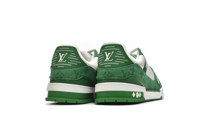 Louis Vuitton LV Trainer Green Monogram Denim White 1A9JHV