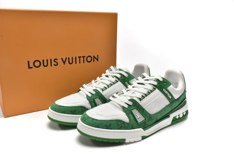 Louis Vuitton LV Trainer Green Monogram Denim White 1A9JHV