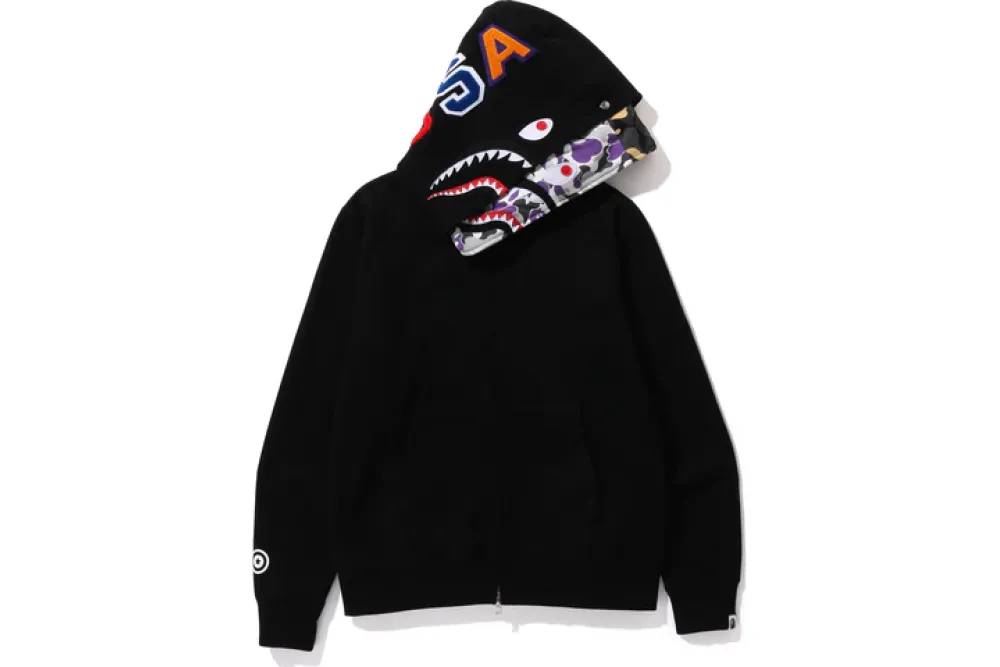 BAPE Color Camo Shark Wide Fit Full Zip Double Hoodie Black/Grey