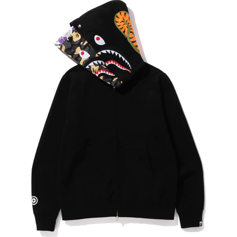 BAPE Color Camo Shark Wide Fit Full Zip Double Hoodie Black/Grey