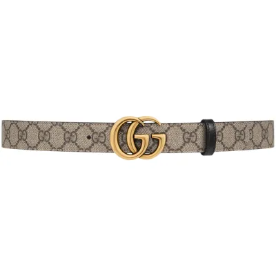 Gucci GG Marmont Reversible Belt GG Supreme Beige/Ebony/Black 01