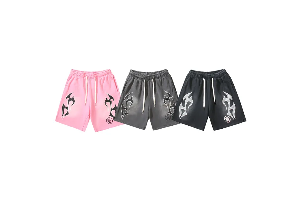 Hellstar Flame Shorts Pink/Grey/Black