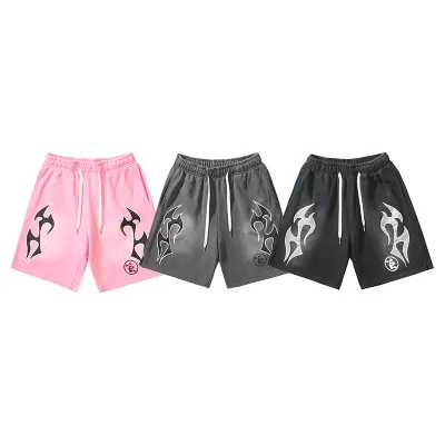 Hellstar Flame Shorts Pink/Grey/Black 01