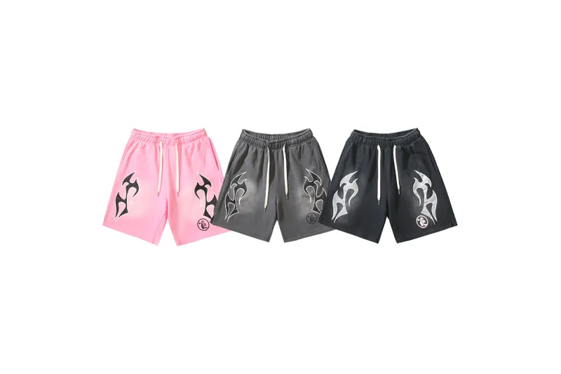 Hellstar Flame Shorts Pink/Grey/Black