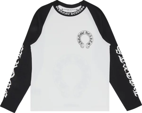 Chrome Hearts Horseshoe Neck Logo 3/4 Shirt Black/White