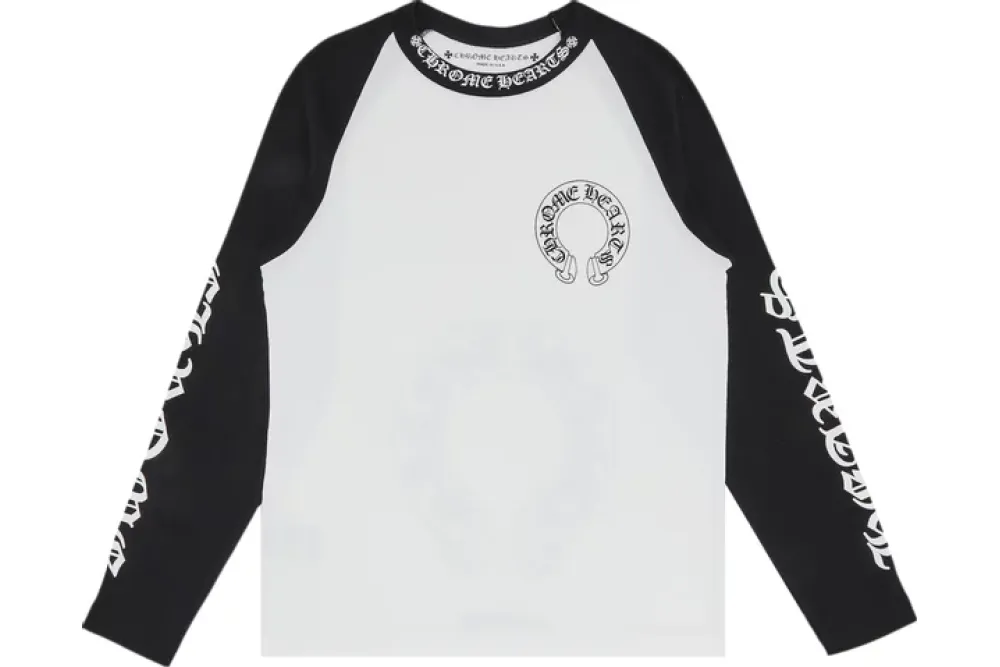 Chrome Hearts Horseshoe Neck Logo 3/4 Shirt Black/White