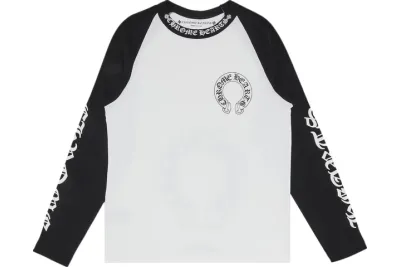 Chrome Hearts Horseshoe Neck Logo 3/4 Shirt Black/White 01