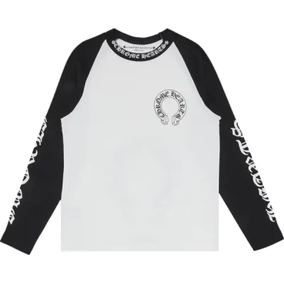 Chrome Hearts Horseshoe Neck Logo 3/4 Shirt Black/White 01