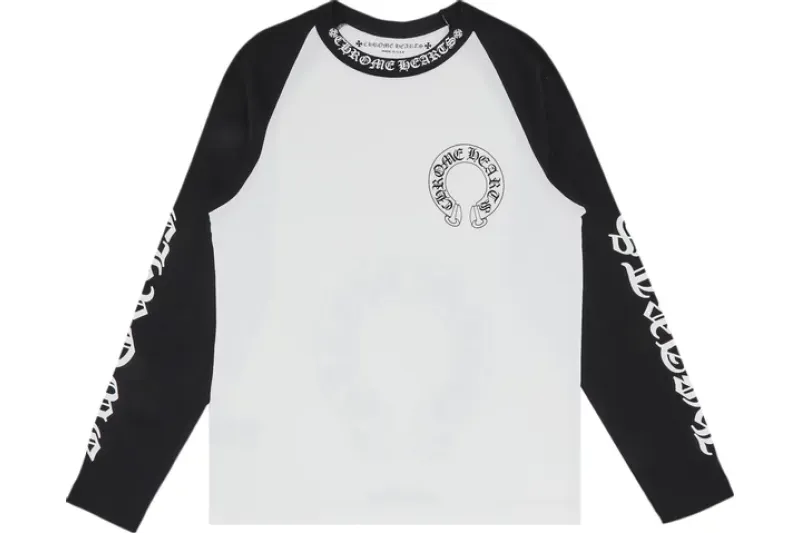 Chrome Hearts Horseshoe Neck Logo 3/4 Shirt Black/White