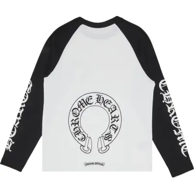 Chrome Hearts Horseshoe Neck Logo 3/4 Shirt Black/White 02