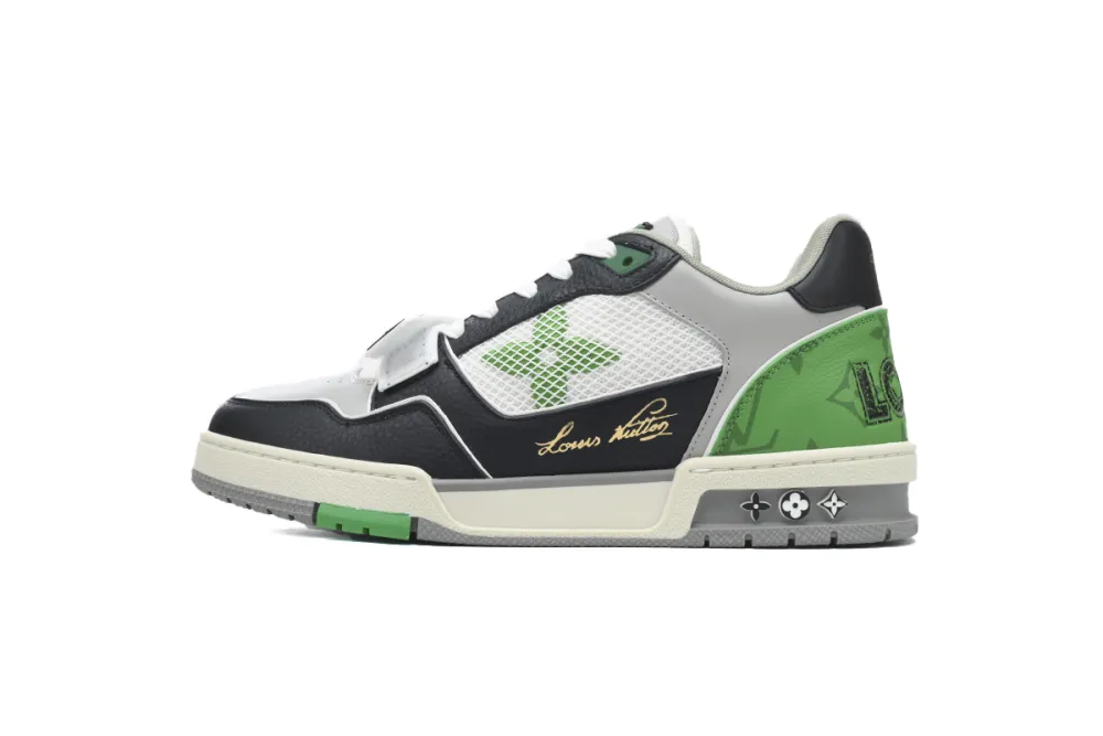 Louis Vuitton LV Trainer Monogram strap Black White Green 1AC50F