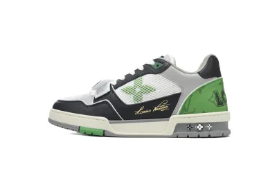 Louis Vuitton LV Trainer Monogram strap Black White Green 1AC50F 01