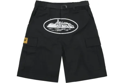 RSOUTFIT Corteiz Alcatraz Cargo Shorts Black 01