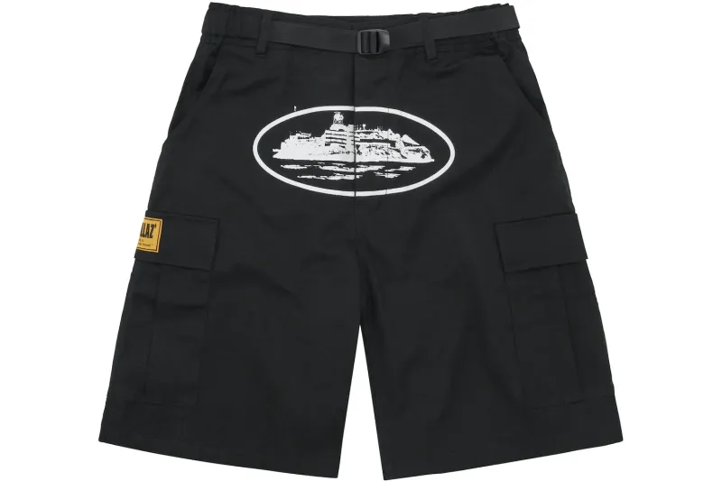 RSOUTFIT Corteiz Alcatraz Cargo Shorts Black