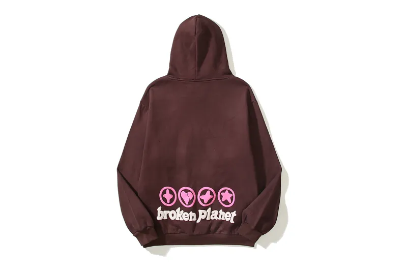 RSOUTFIT Broken Planet Hearts Are Made To Be Broken Hoodie Brown