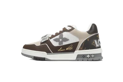 RSOUTFIT Louis Vuitton LV Trainer Brown Beige White 1AC51J 01