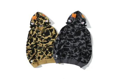 BAPE ABC Camo Shark Full Zip Hoodie Black/Yellow 01