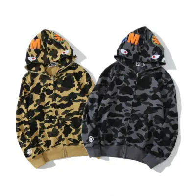 BAPE ABC Camo Shark Full Zip Hoodie Black/Yellow 01