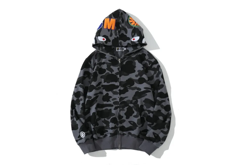 BAPE ABC Camo Shark Full Zip Hoodie Black/Yellow