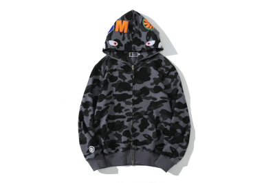 BAPE ABC Camo Shark Full Zip Hoodie Black/Yellow 02