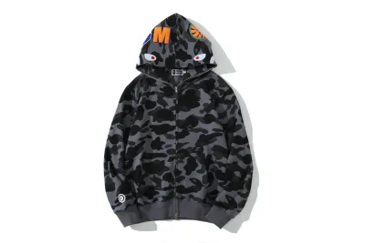 BAPE ABC Camo Shark Full Zip Hoodie Black/Yellow 02