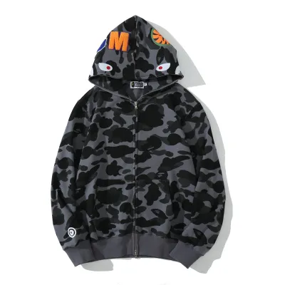 BAPE ABC Camo Shark Full Zip Hoodie Black/Yellow 02