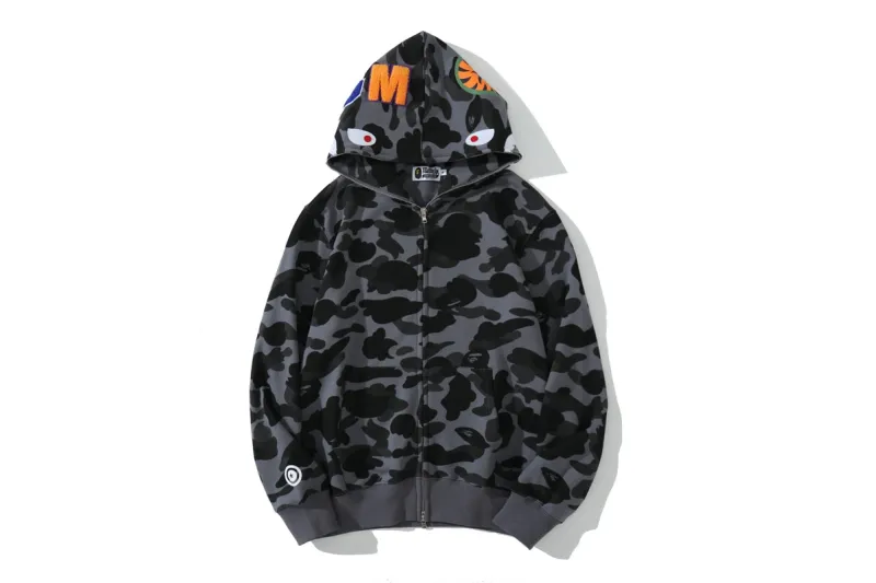 BAPE ABC Camo Shark Full Zip Hoodie Black/Yellow