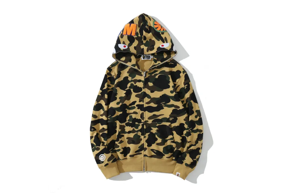BAPE ABC Camo Shark Full Zip Hoodie Black/Yellow