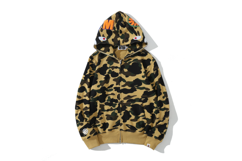 BAPE ABC Camo Shark Full Zip Hoodie Black/Yellow
