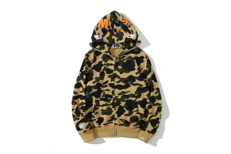 BAPE ABC Camo Shark Full Zip Hoodie Black/Yellow