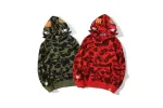 BAPE ABC Camo Shark Full Zip Hoodie Dark Green/Red