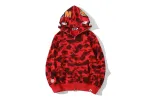 BAPE ABC Camo Shark Full Zip Hoodie Dark Green/Red