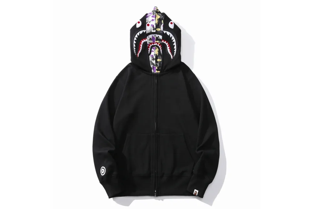BAPE Color Camo Shark Wide Fit Full Zip Double Hoodie Black/Grey