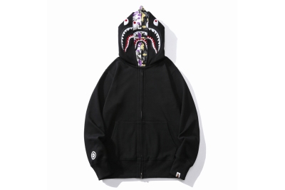 BAPE Color Camo Shark Wide Fit Full Zip Double Hoodie Black/Grey 02