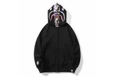 BAPE Color Camo Shark Wide Fit Full Zip Double Hoodie Black/Grey 02