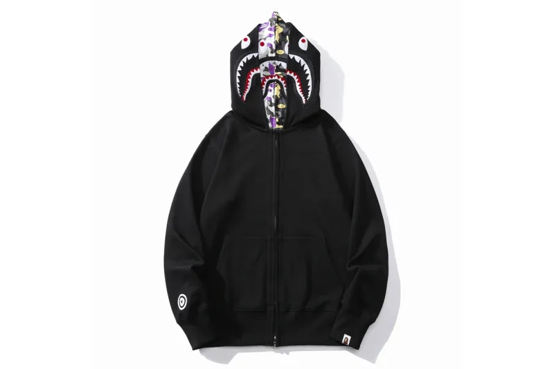 BAPE Color Camo Shark Wide Fit Full Zip Double Hoodie Black/Grey