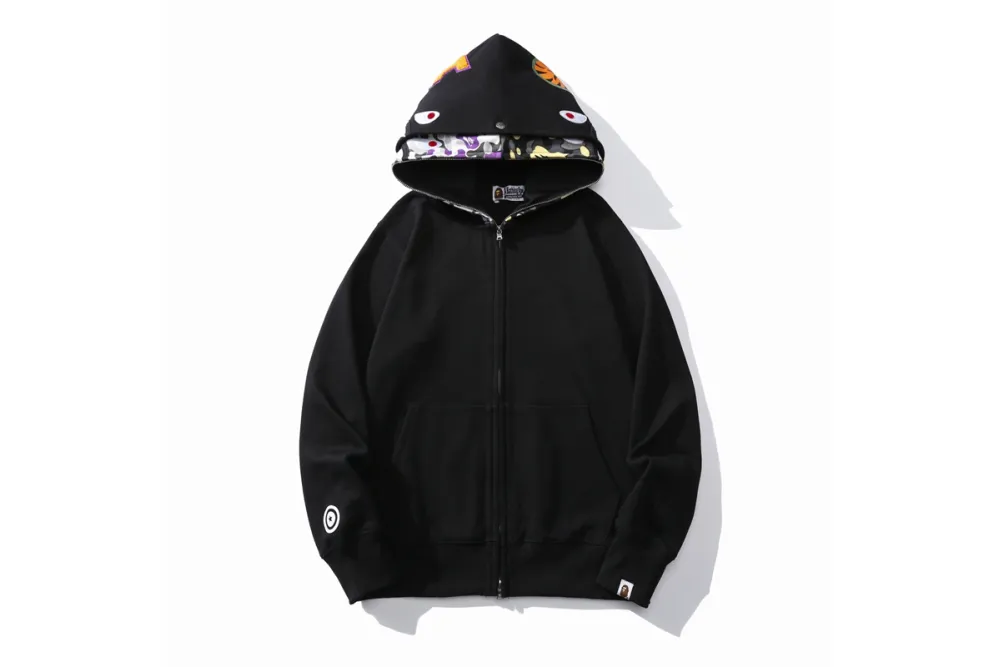 BAPE Color Camo Shark Wide Fit Full Zip Double Hoodie Black/Grey