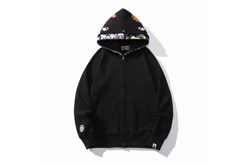 BAPE Color Camo Shark Wide Fit Full Zip Double Hoodie Black/Grey